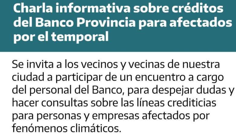 Charla informativa sobres acceso a créditos para afectados por fenómenos climáticos en San Nicolás