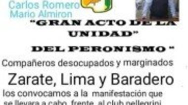 Marcha de desocupados y marginados de Uocra a Zárate.  Intervención ya