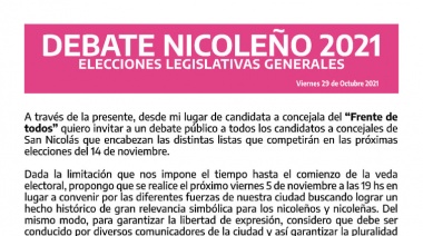 Comerio: "Invito a un debate público a los candidatos de las otras listas como muestra de madurez y transparencia"