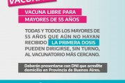 La Provincia dispone vacunación libre para mayores de 55 años