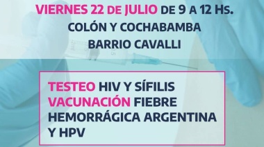 Testeo de HIV y sífilis más vacunación de Fiebre Hemorrágica Argentina y HPV en barrio Cavalli
